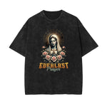 Camiseta estampada con estatua de ángel lavada