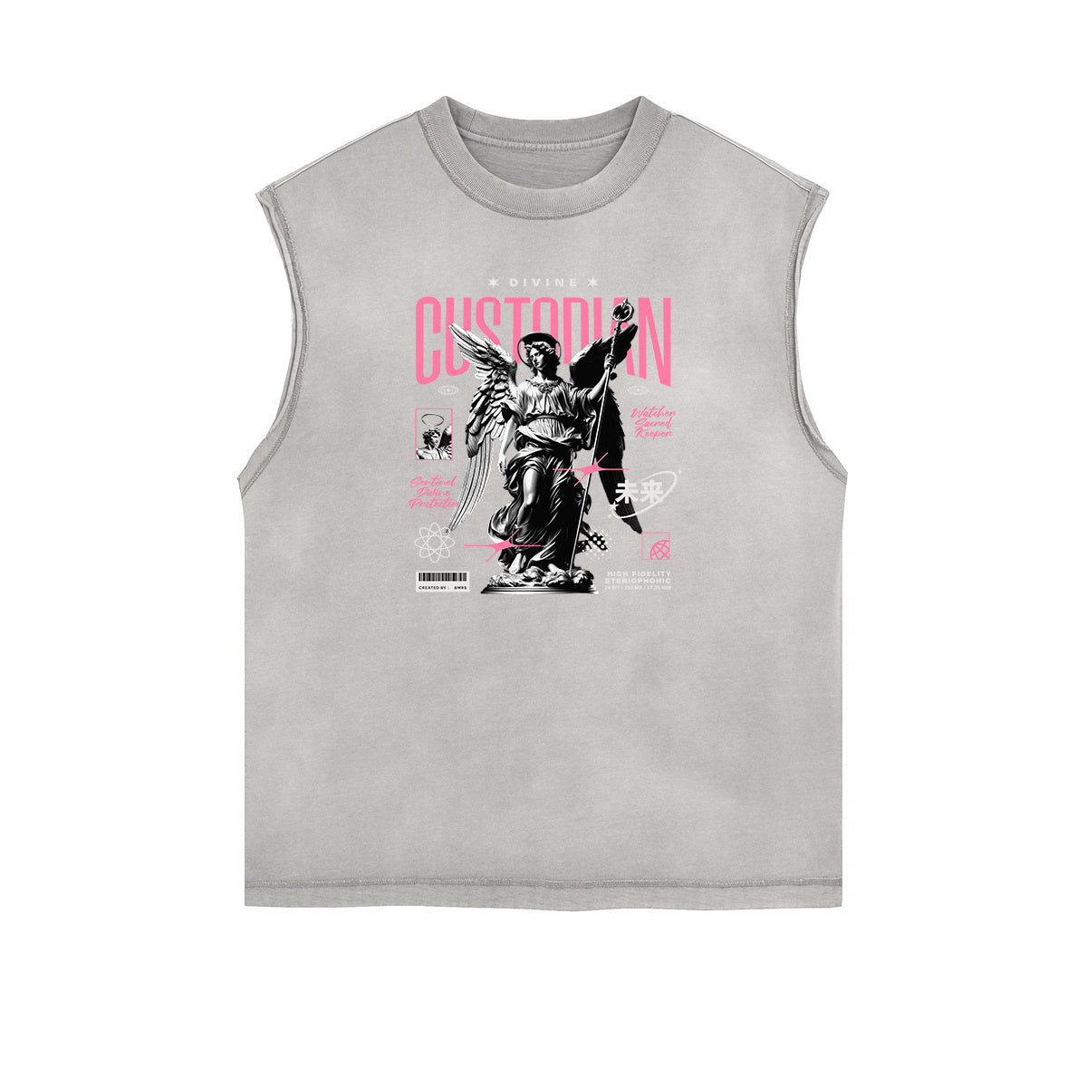 Faded Frayed Angel Streetwear Graphic Tank Top