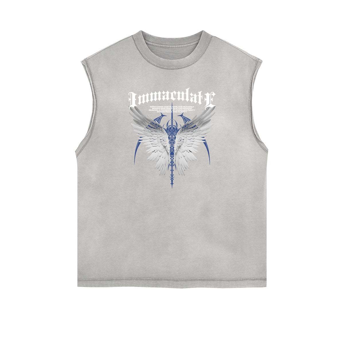 Faded Frayed Angel Streetwear Graphic Tank Top