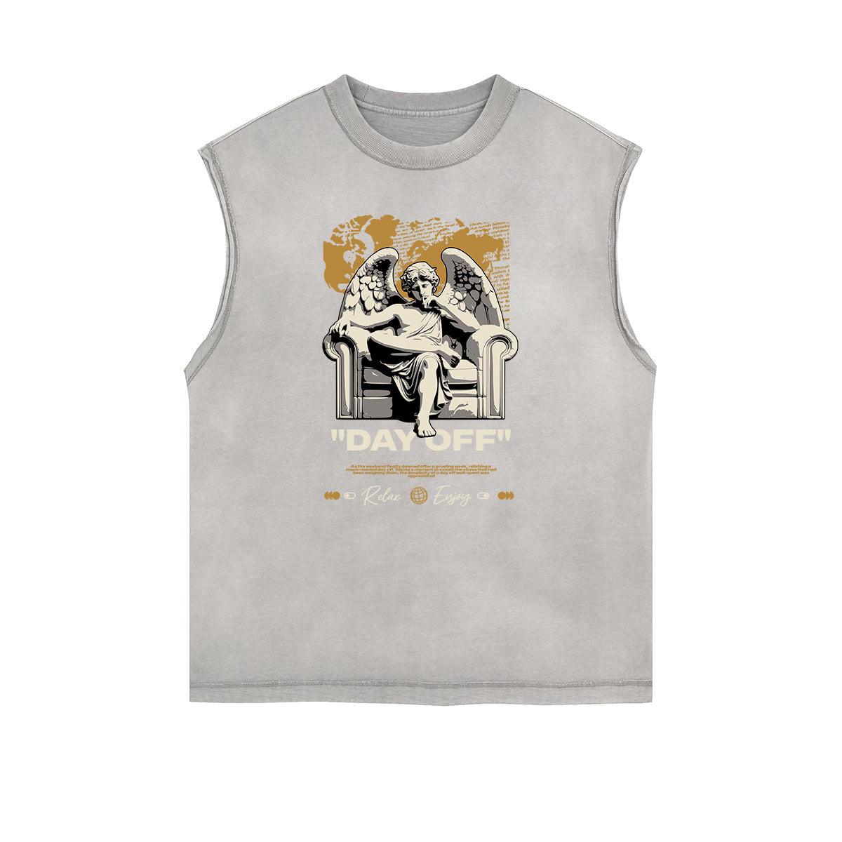 Faded Frayed Angel Streetwear Graphic Tank Top