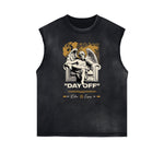 Sleeveless Distressed Angel Streetwear Graphic Tee