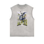 Faded Frayed Angel Streetwear Graphic Tank Top