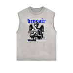 Faded Frayed Angel Streetwear Graphic Tank Top