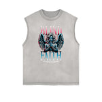 Faded Frayed Angel Streetwear Graphic Tank Top