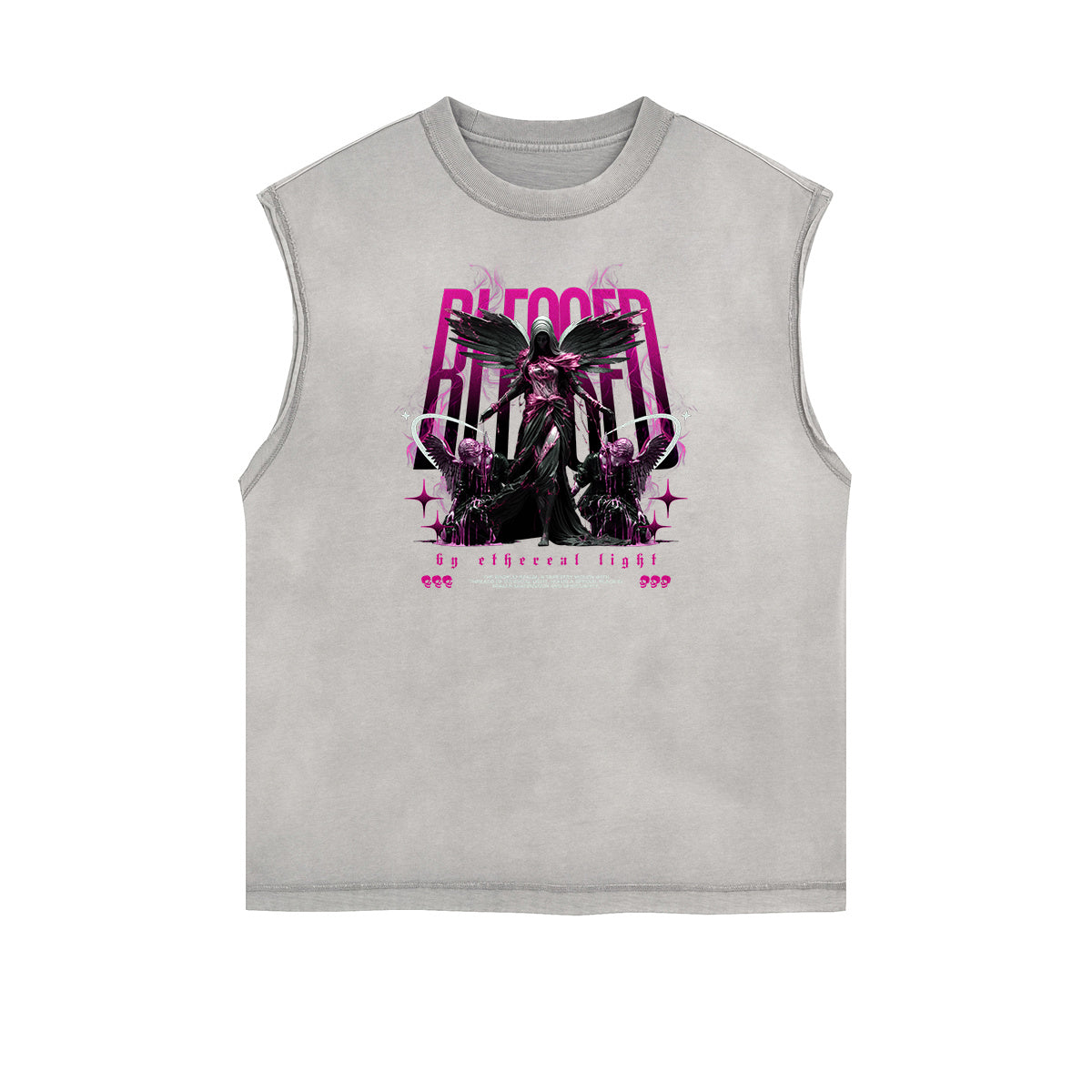 Faded Frayed Angel Streetwear Graphic Tank Top