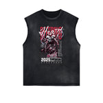 Sleeveless Distressed Angel Streetwear Graphic Tee