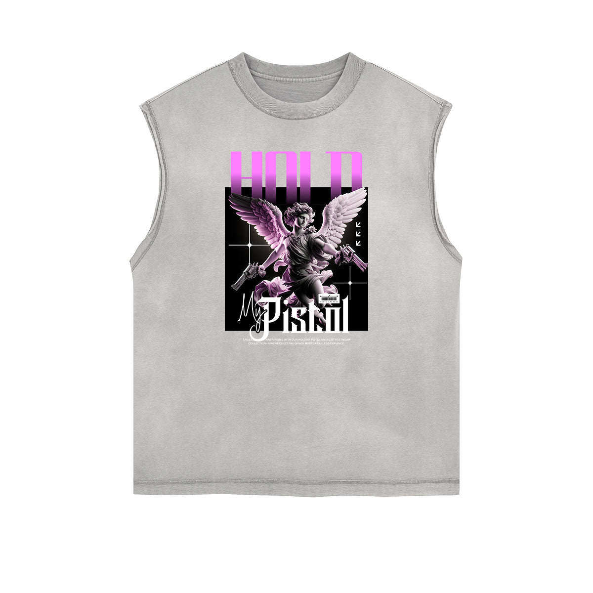 Faded Frayed Angel Streetwear Graphic Tank Top