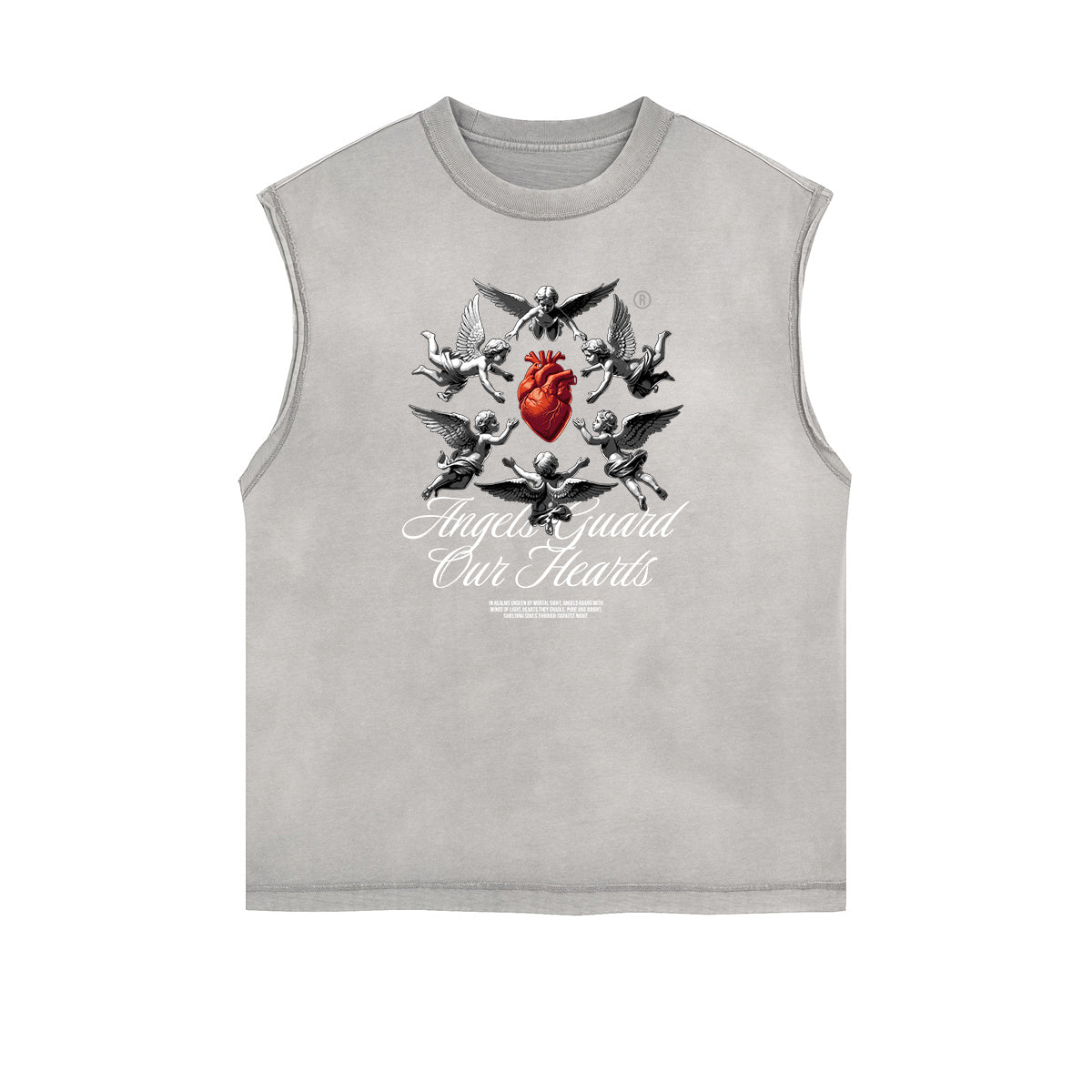 Faded Frayed Angel Streetwear Graphic Tank Top