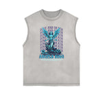 Faded Frayed Angel Streetwear Graphic Tank Top