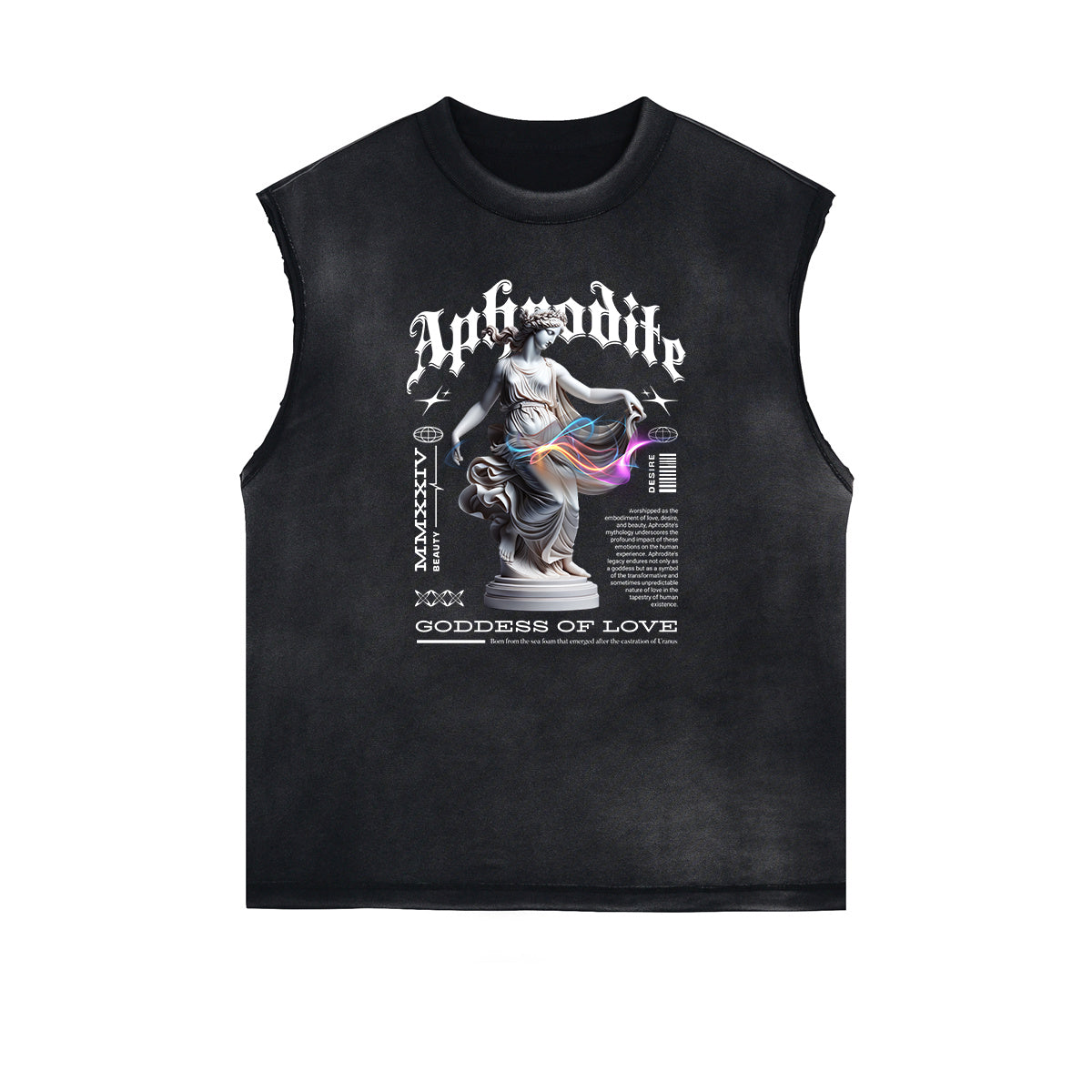 Sleeveless Distressed Angel Streetwear Graphic Tee