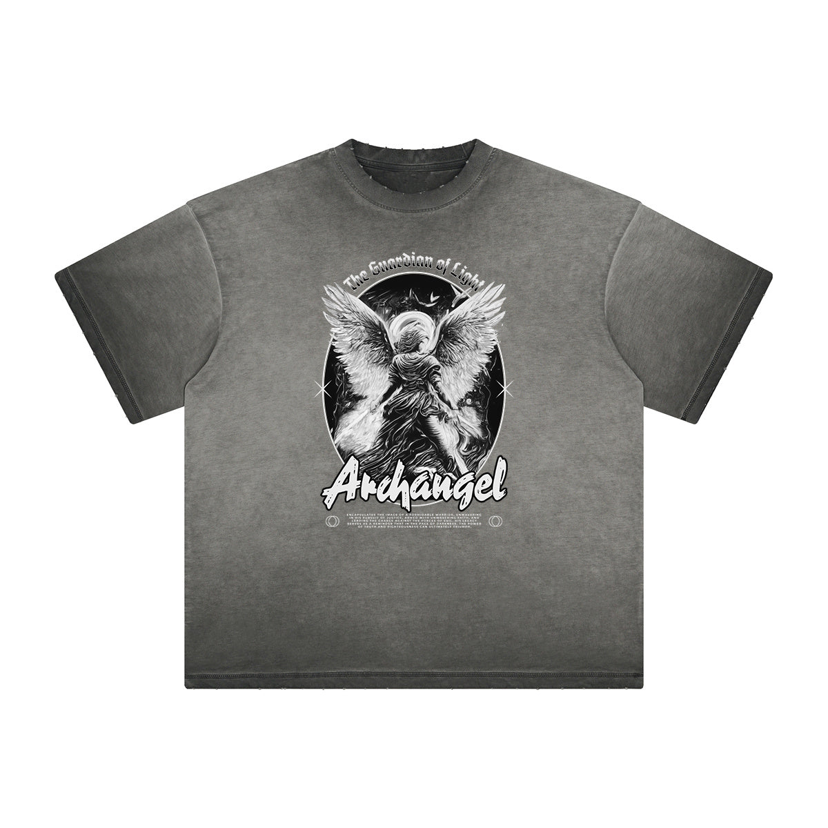 Distressed Street Style Angel Pattern Tee