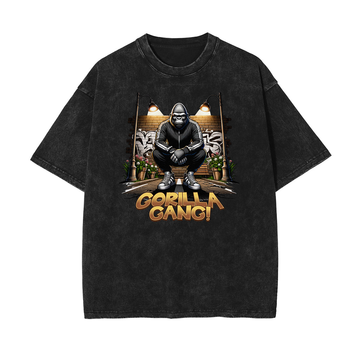 Washed Gangsta Streetwear Pattern Tee