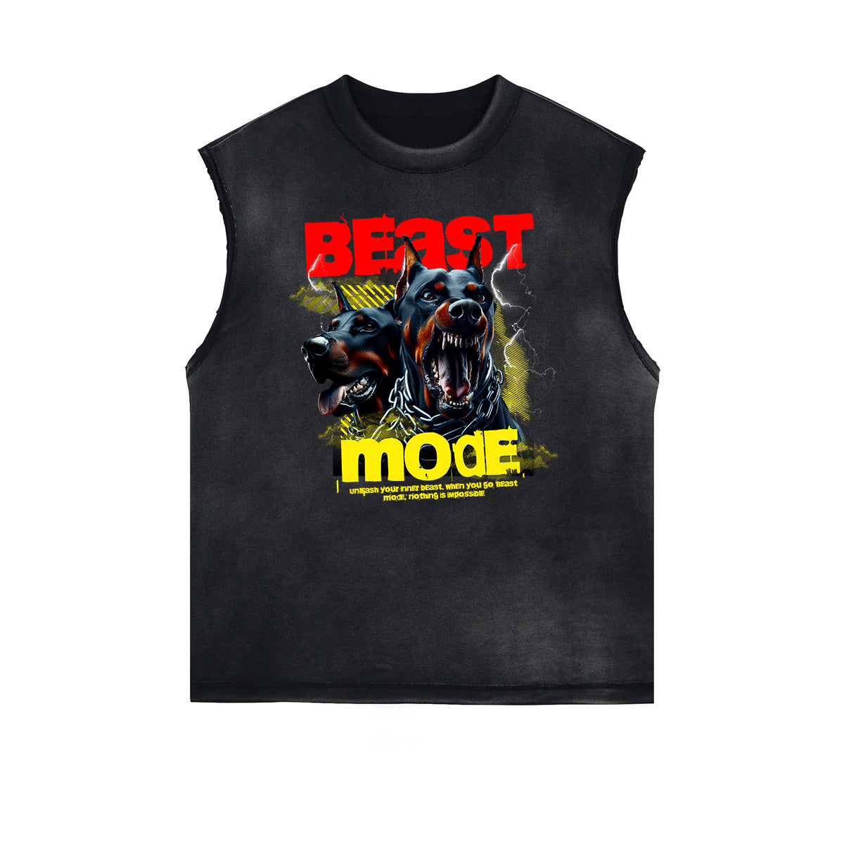 Sleeveless Frayed Edge Gangsta Pattern Tee