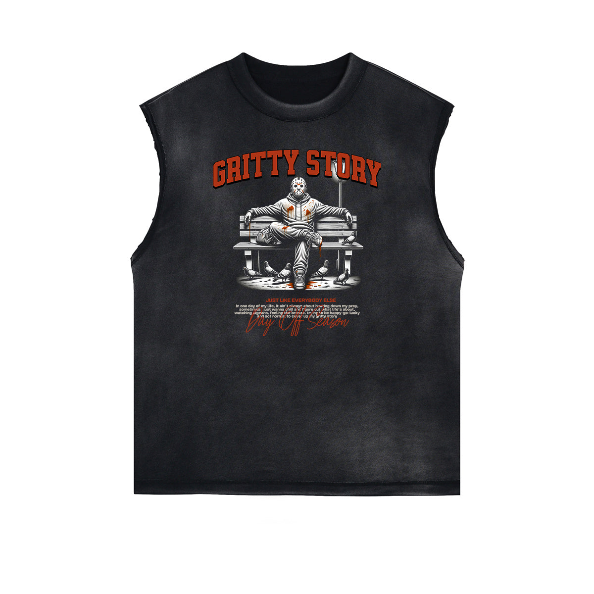 Sleeveless Frayed Edge Gangsta Pattern Tee