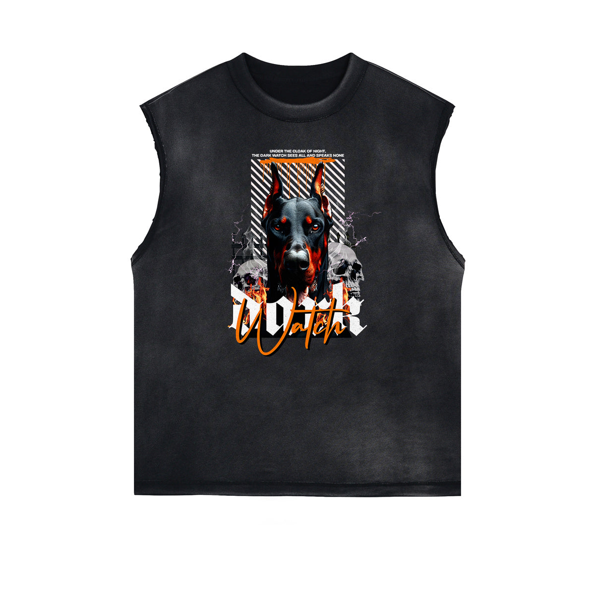 Sleeveless Frayed Edge Gangsta Pattern Tee