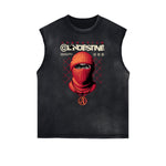 Frayed Edge Sleeveless Gangsta Graphic Tee