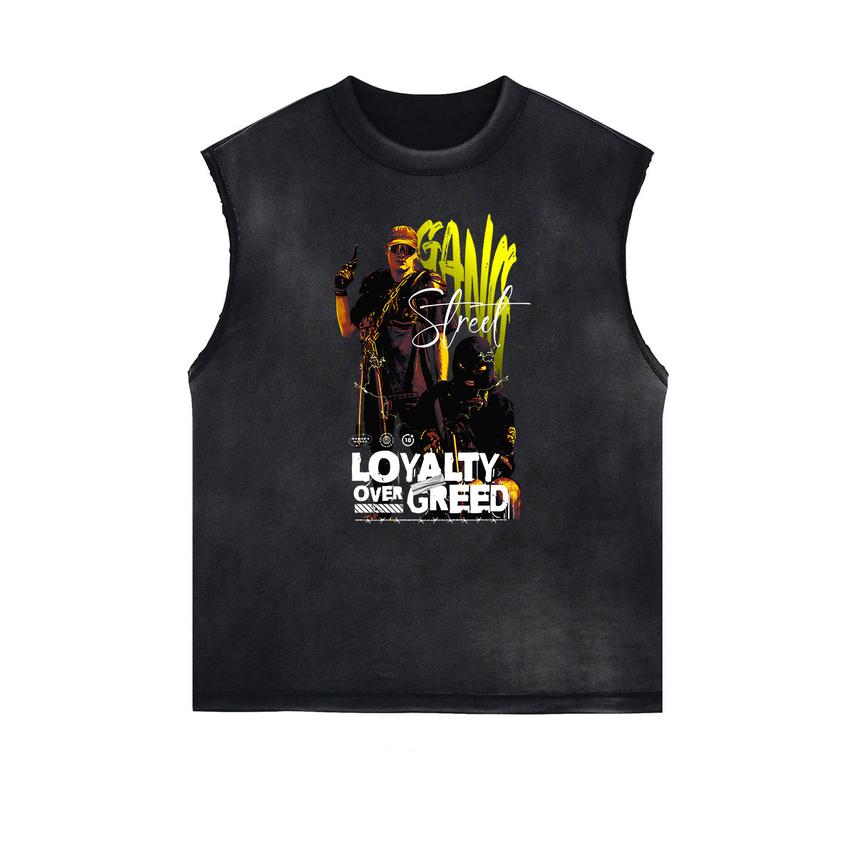 Frayed Edge Sleeveless Gangsta Graphic Tee