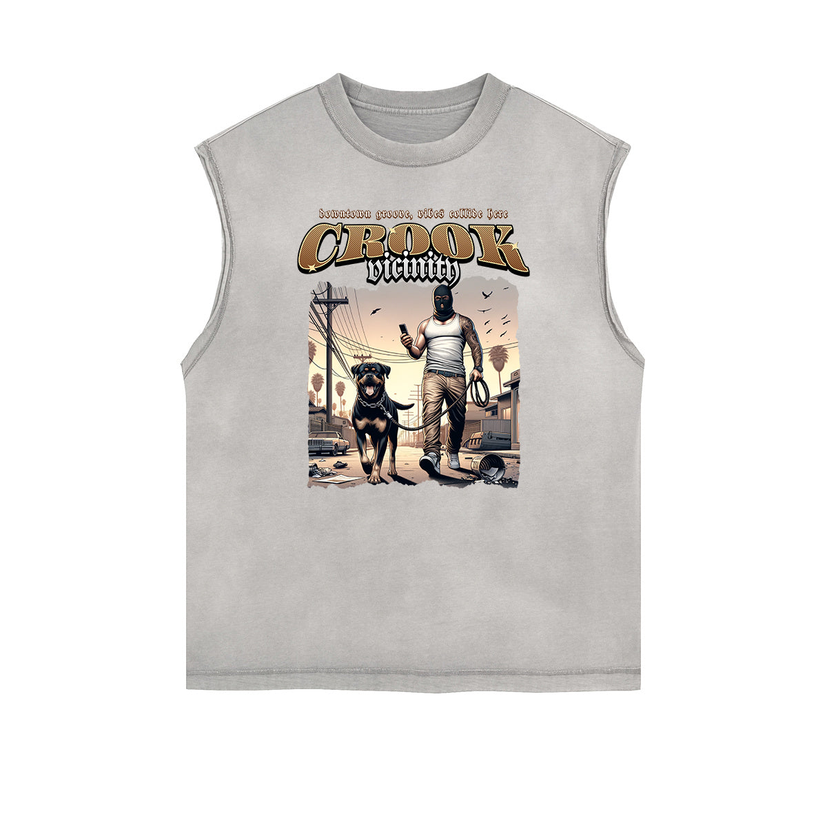 Frayed Edge Gangsta Pattern Tank Top