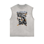 Frayed Edge Gangsta Pattern Tank Top