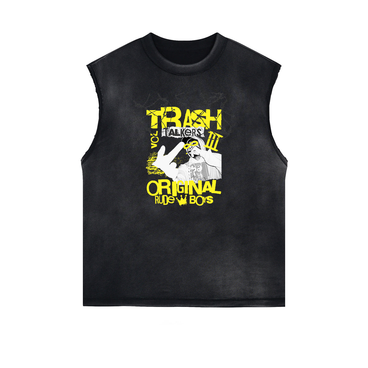 Frayed Edge Sleeveless Gangsta Graphic Tee