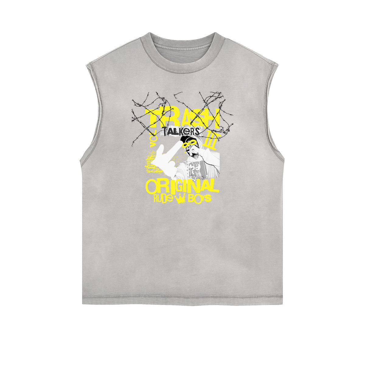 Frayed Edge Gangsta Pattern Tank Top