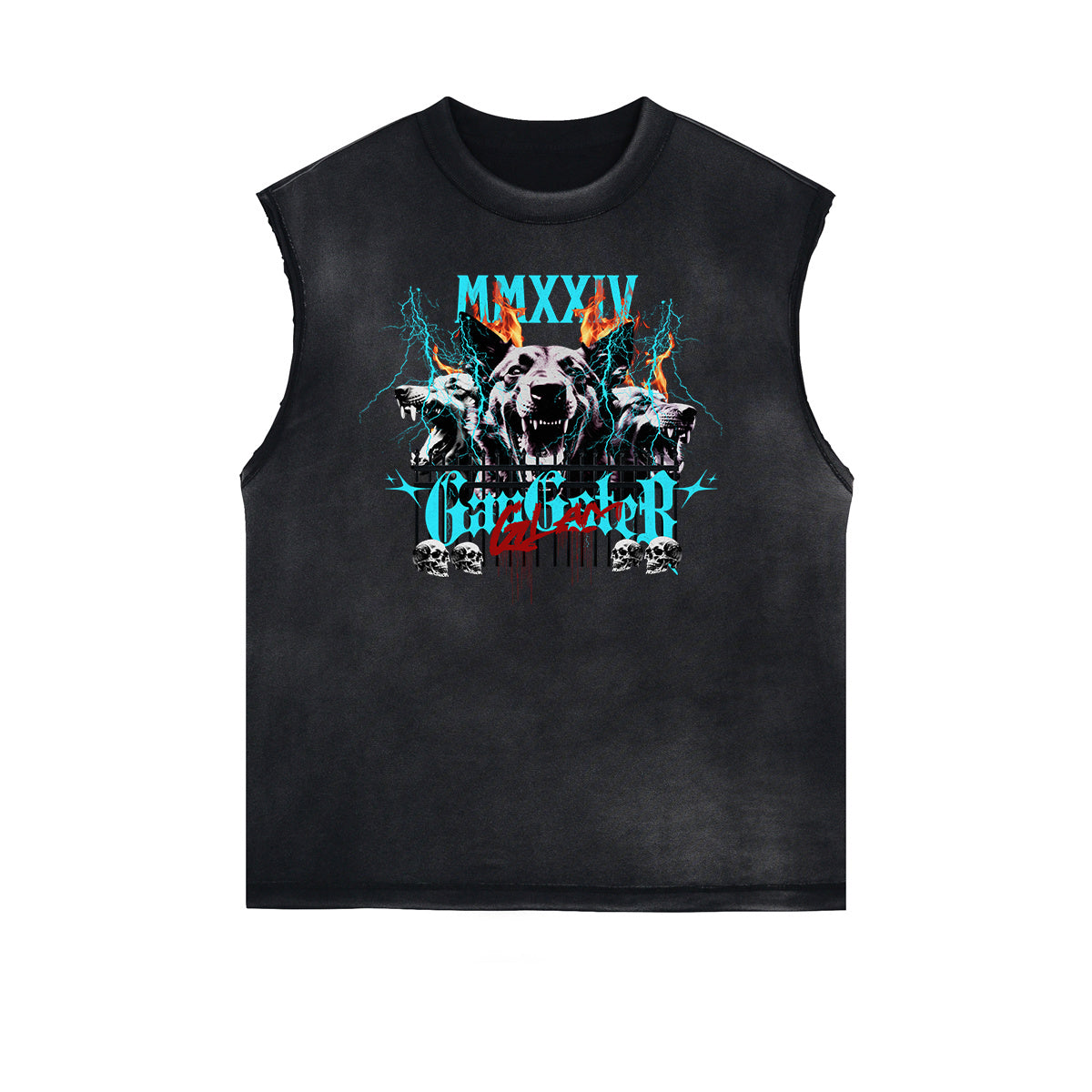 Frayed Edge Sleeveless Gangsta Graphic Tee