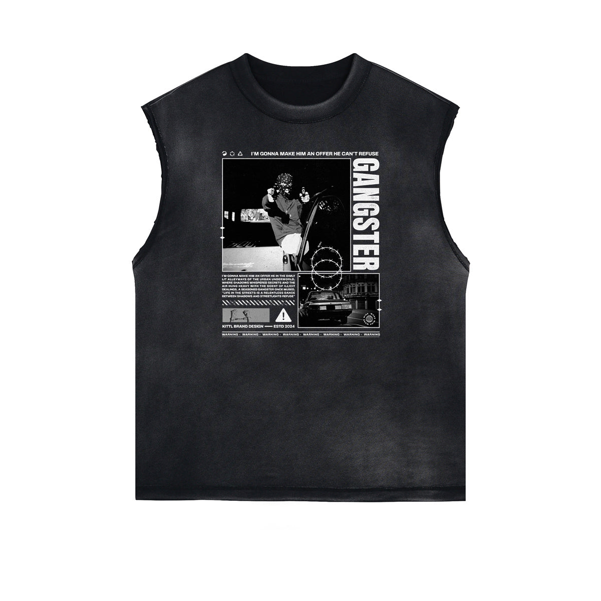 Frayed Edge Sleeveless Gangsta Graphic Tee