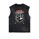 Frayed Edge Sleeveless Gangsta Graphic Tee