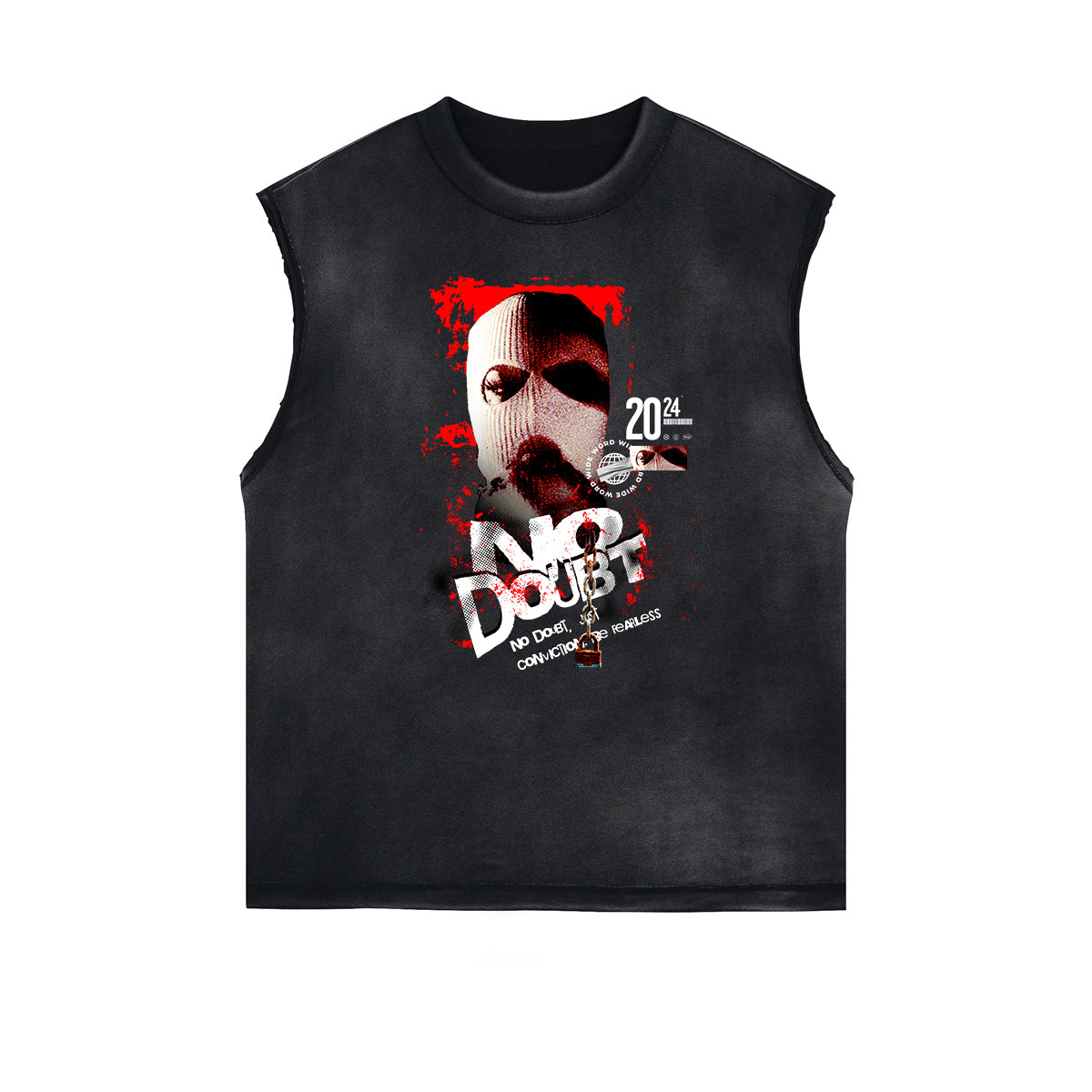 Frayed Edge Sleeveless Gangsta Graphic Tee