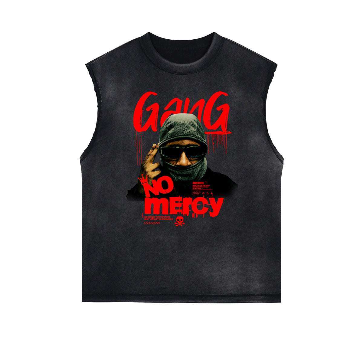 Frayed Edge Sleeveless Gangsta Graphic Tee