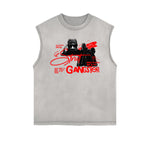 Faded Frayed Gangsta Graphic Tank Top