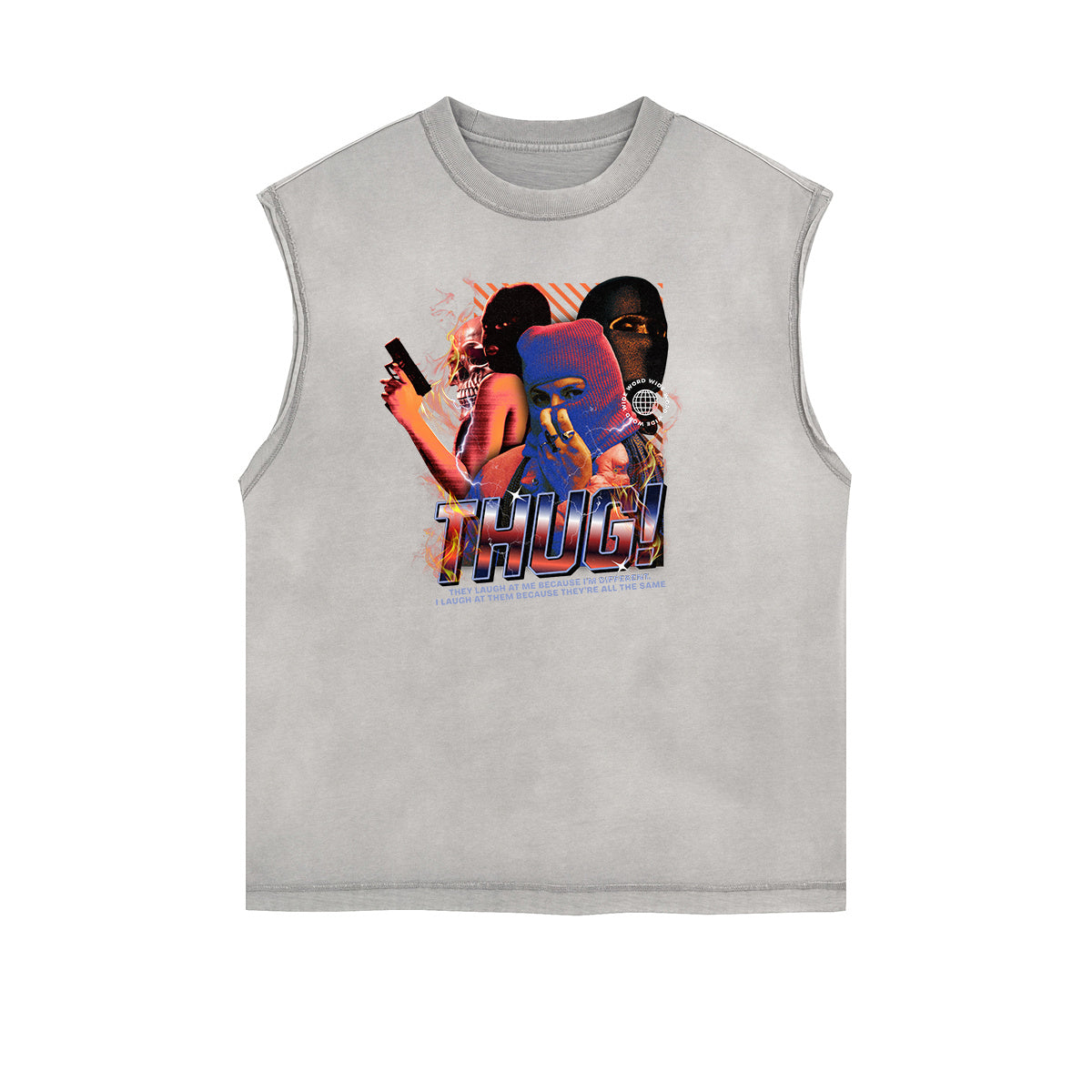 Faded Frayed Gangsta Graphic Tank Top