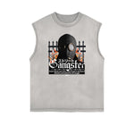 Faded Frayed Gangsta Graphic Tank Top