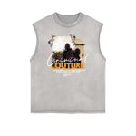 Faded Frayed Gangsta Graphic Tank Top