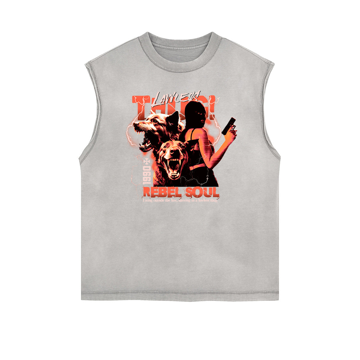 Sleeveless Rebel Soul Gangsta Pattern Tee