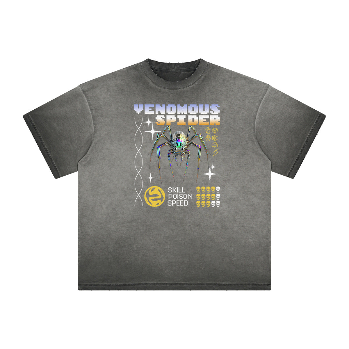 Heavyweight Chrome Y2K Streetwear Pattern Tee