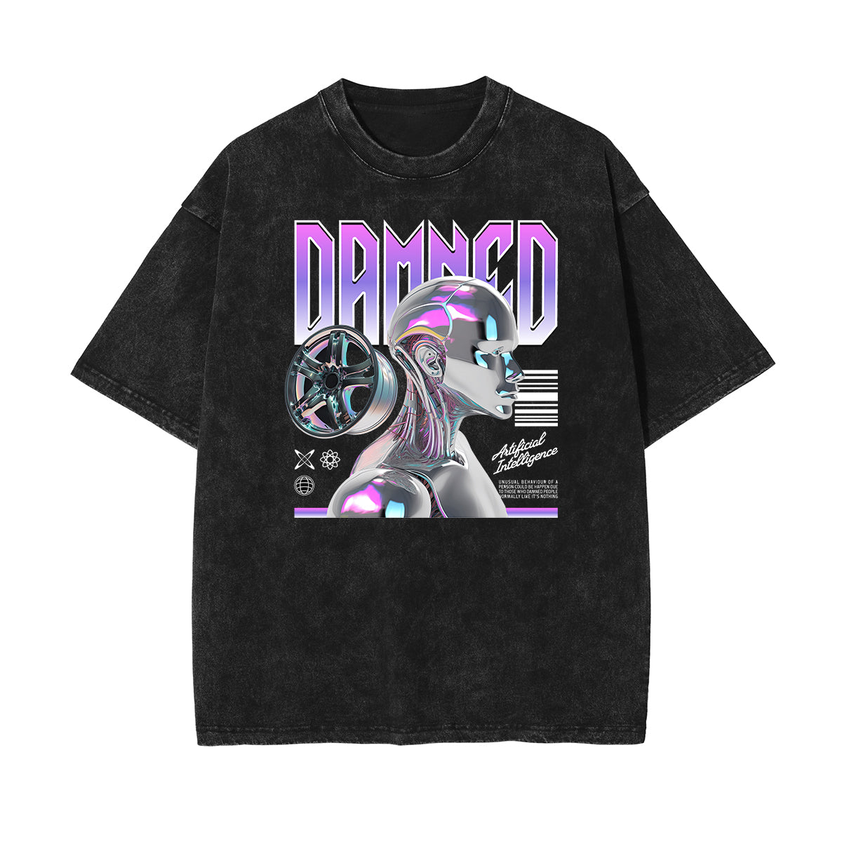 Washed Chrome Y2K Streetwear Graphic Tee