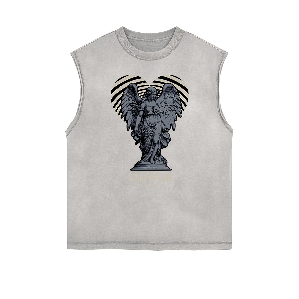 Faded Sleeveless Celestial & Angel Statue T Shirt