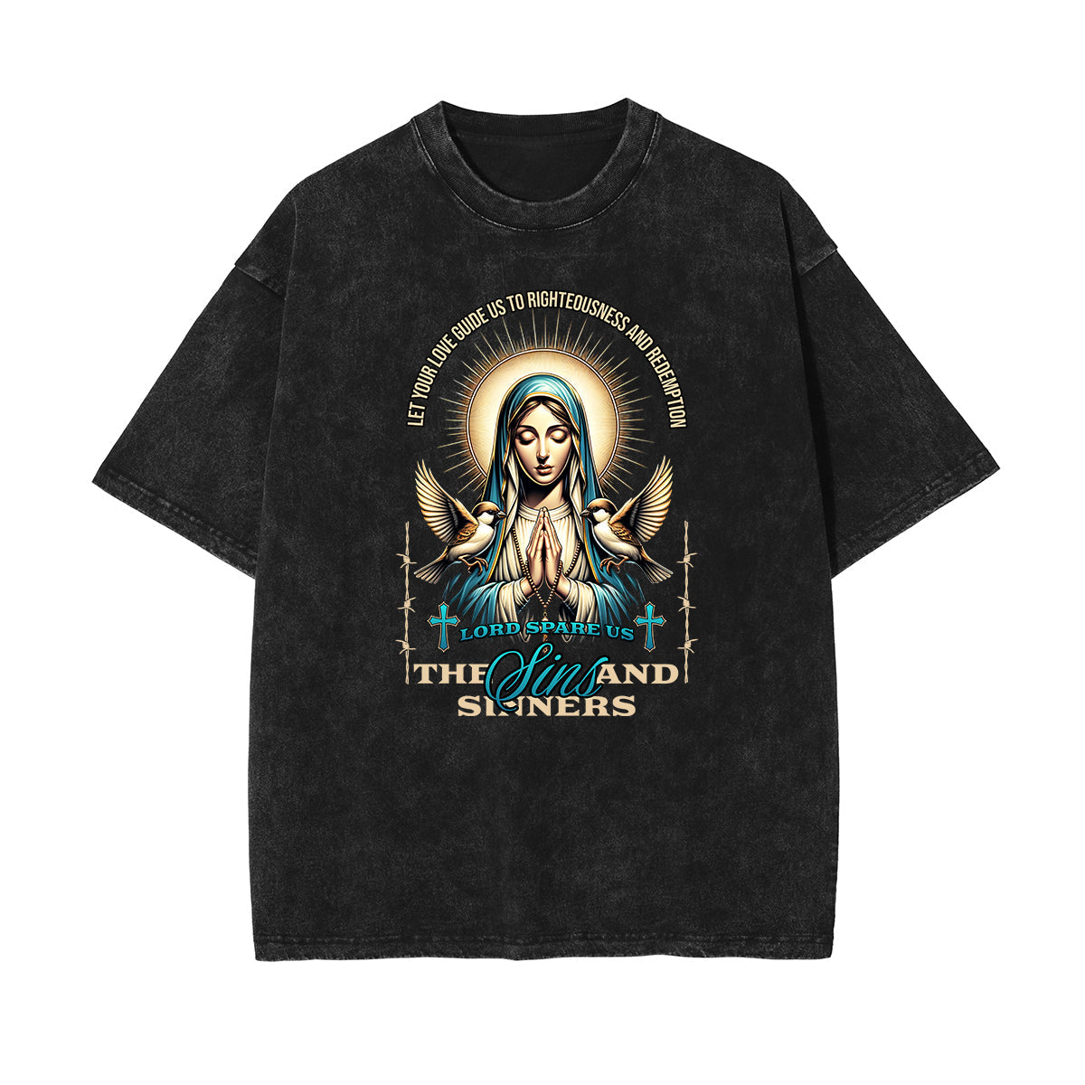 Washed Celestial & Angel Statue Pattern Tee