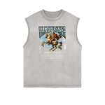 Faded Sleeveless Celestial & Angel Statue T Shirt