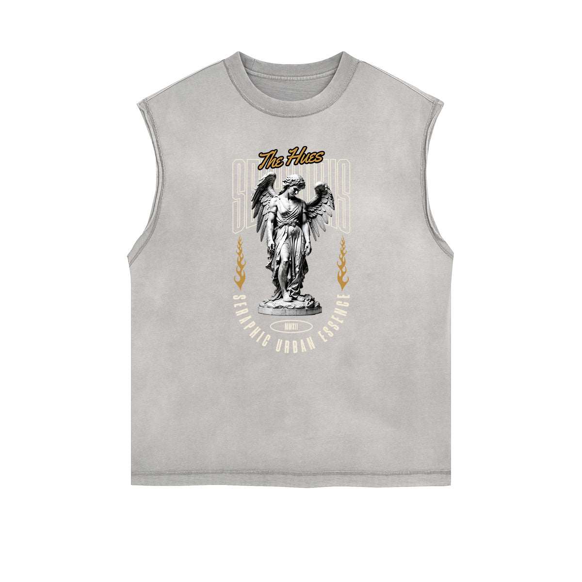 Faded Sleeveless Celestial & Angel Statue T Shirt