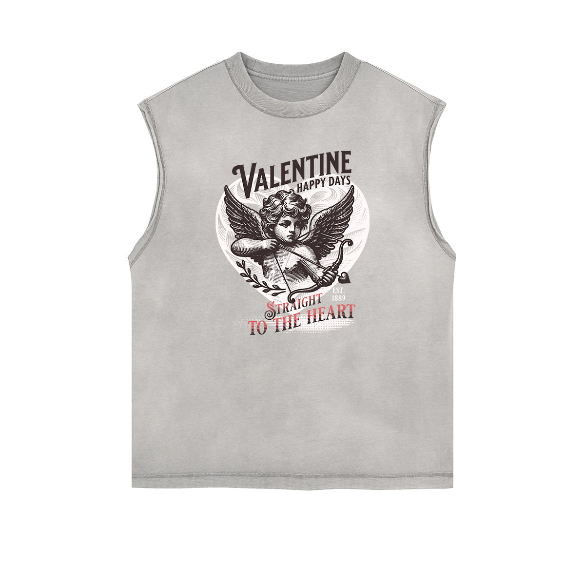Gray Cute Cupid Cartoon Graphic Sleeveless Tee