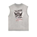 Gray Cute Cupid Cartoon Graphic Sleeveless Tee