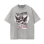 Gray Cute Cupid Cartoon Graphic Tee