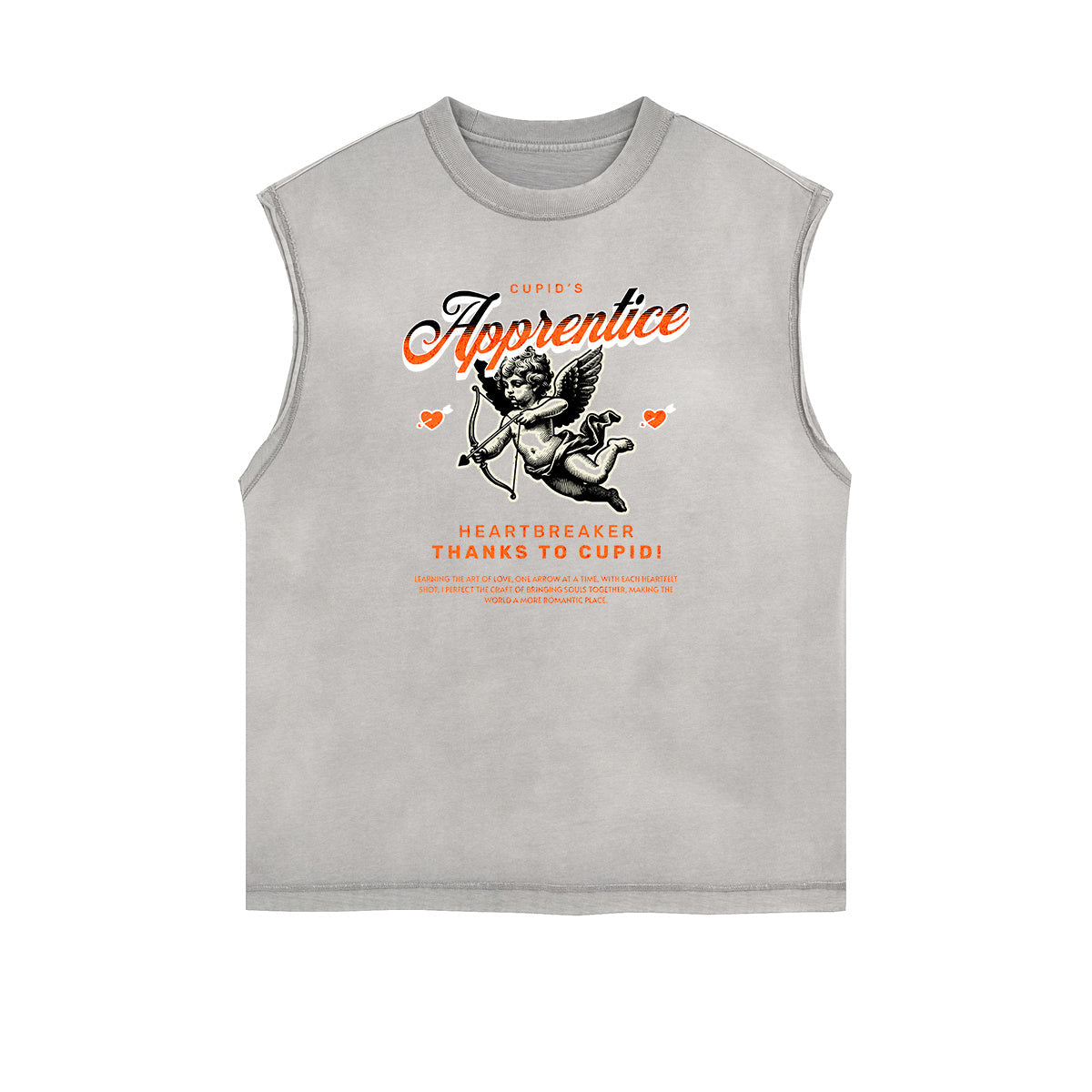 Gray Cute Cupid Cartoon Graphic Sleeveless Tee