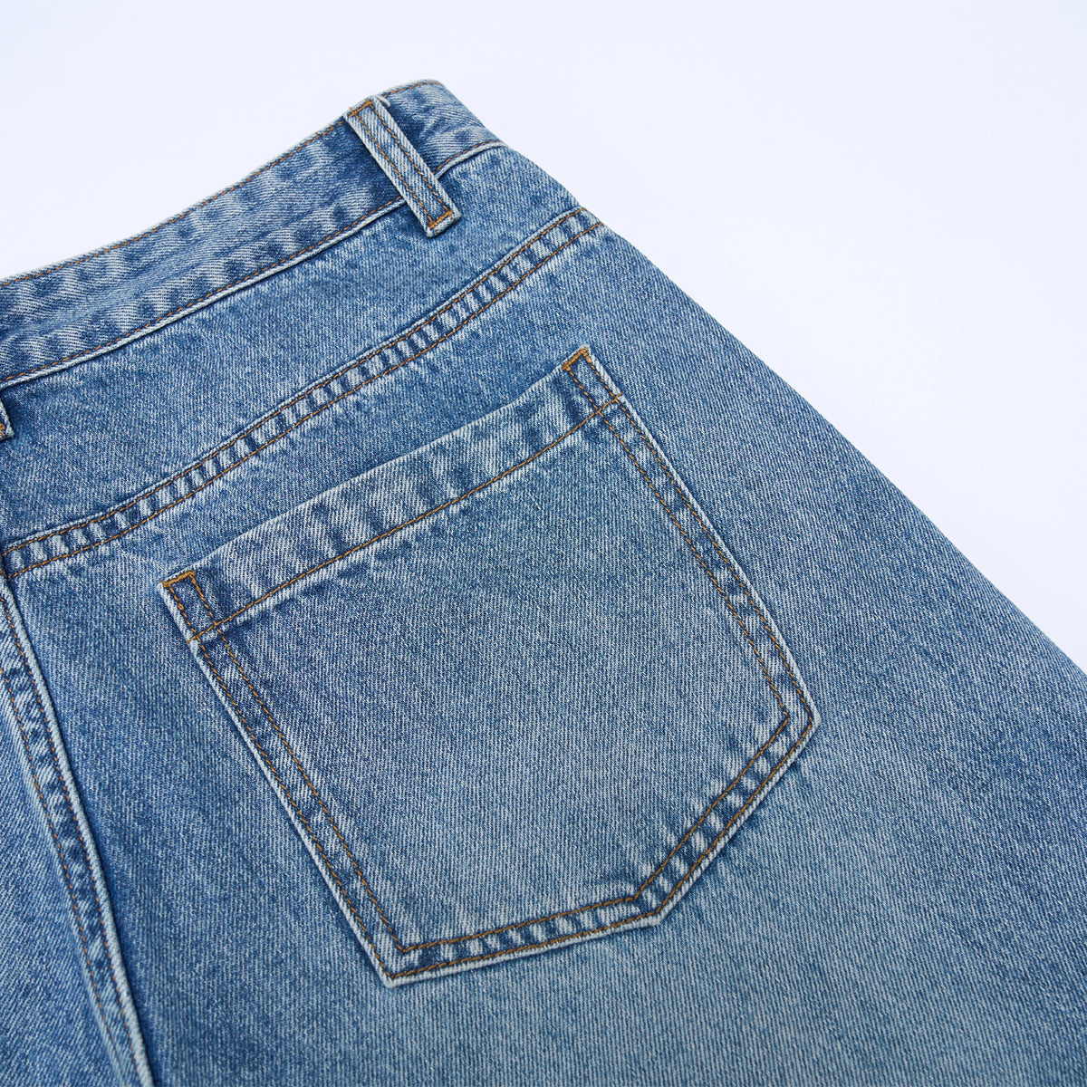 Vintage Washed Light Blue Carpenter Wide-Leg Jeans