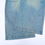 Vintage Washed Wide Leg Pleated Relaxed Jeans