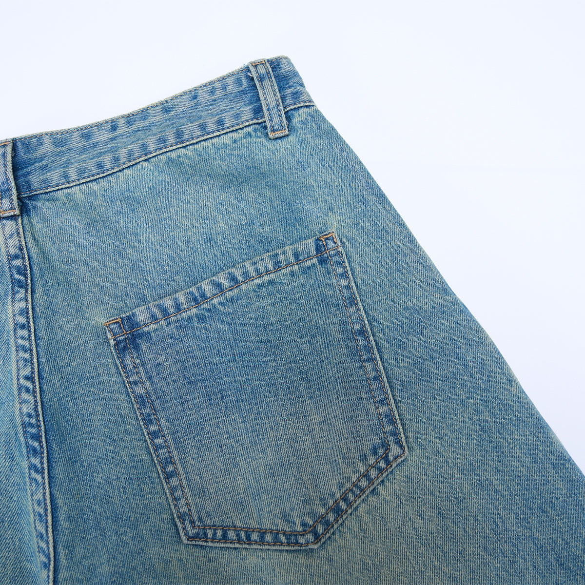 Vintage Washed Wide Leg Pleated Relaxed Jeans