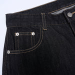 Curved Seam Wide Leg Denim Trousers Dark Indigo Wash