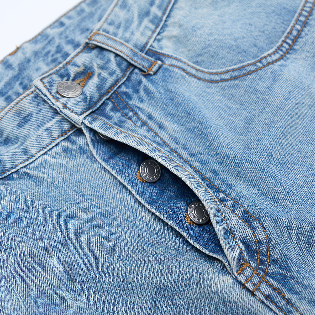 Relaxed Fit Wide Leg Denim Jeans Vintage Washed